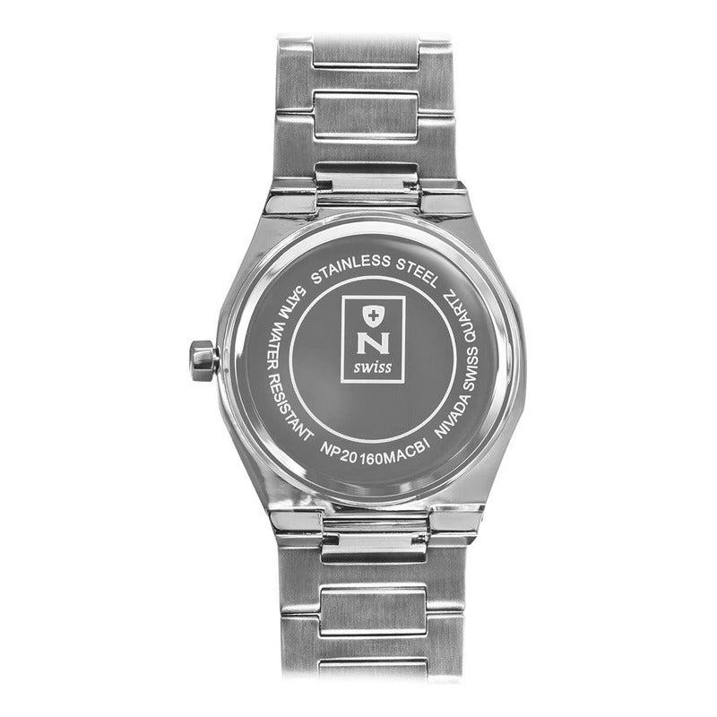 Reloj Analógico Para Hombre Mod. Np20160macbi Marca Nivada® Plateado Gris