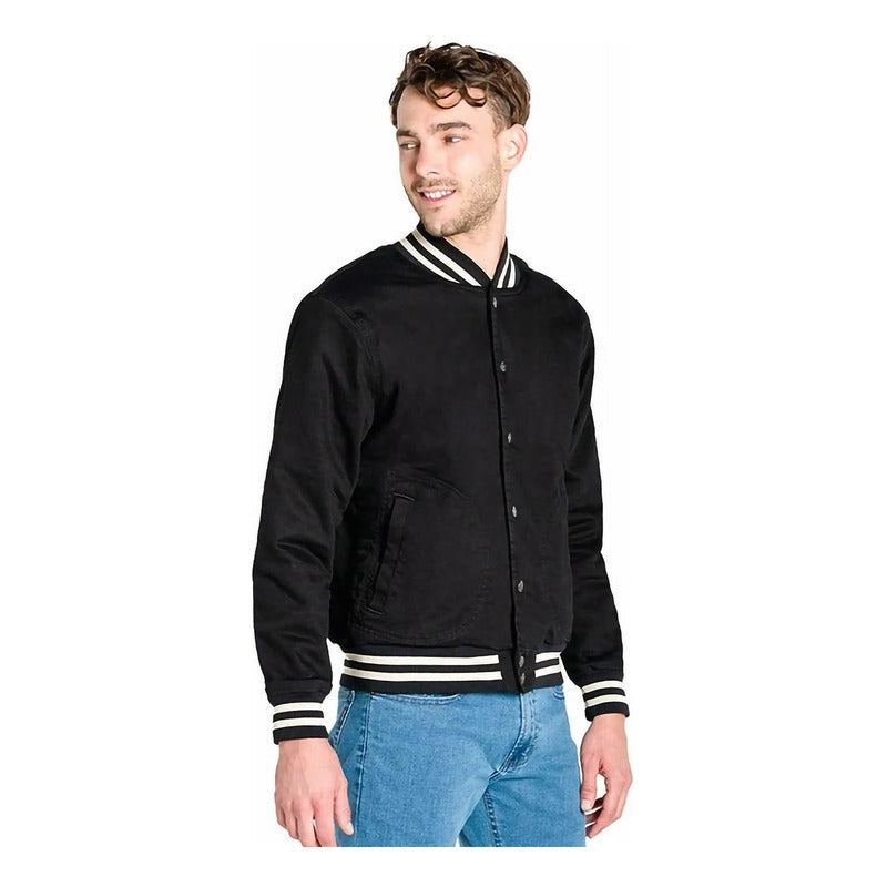 Chamarra Bomber Mezclilla Hombre Corte Slim Marca Oggi®