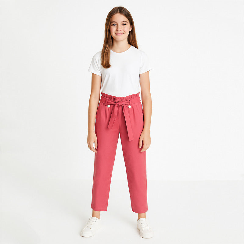 Pantalón Cropped Con Moño En Tencel Mod.6583 Marca Mayoral® Rosa Chicle Liso 18