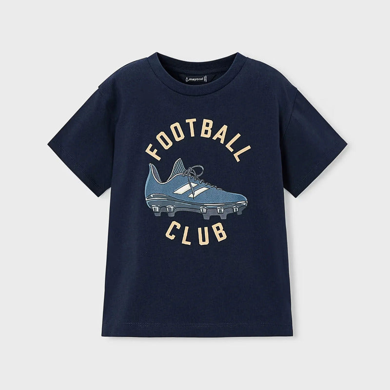 Playera Casual Para Niño Mod.3072 Marca Mayoral® Marino Football 9 Años Lisa