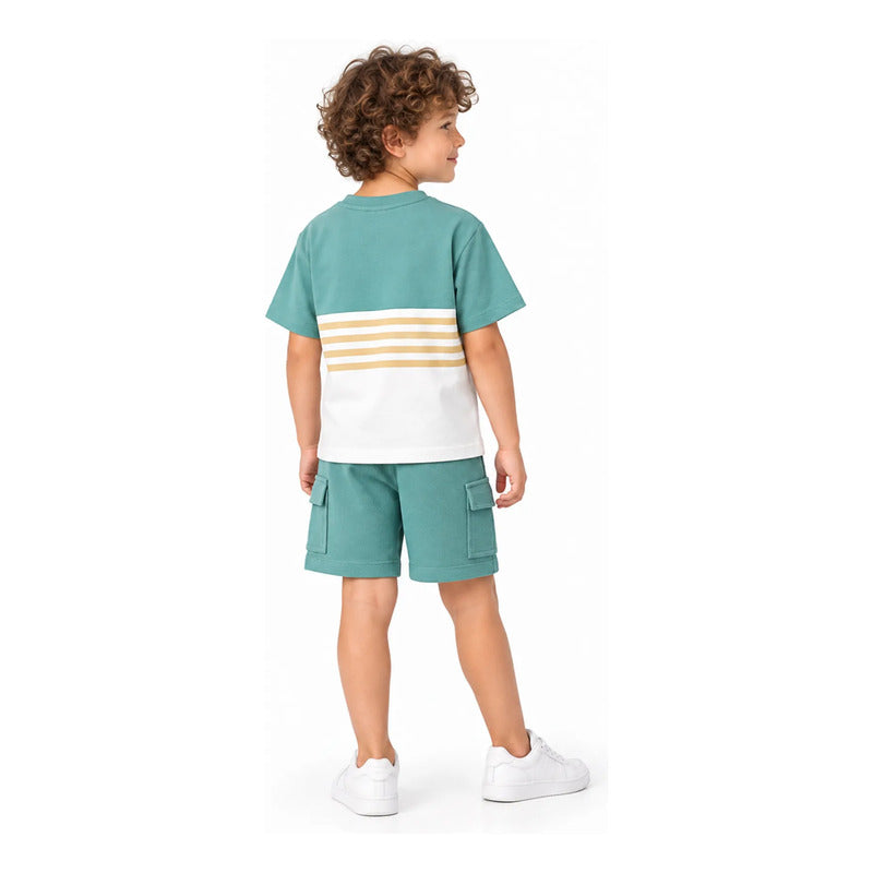 Conjunto Para Niño Short Y Playera Mod.3601 Marca Mayoral® Alga Lisa 8 Años