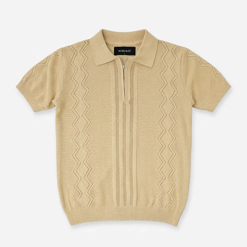 Playera Polo De Punto Para Hombre Mkhc0053 Marca Makn&co® Beige Ch Lisa