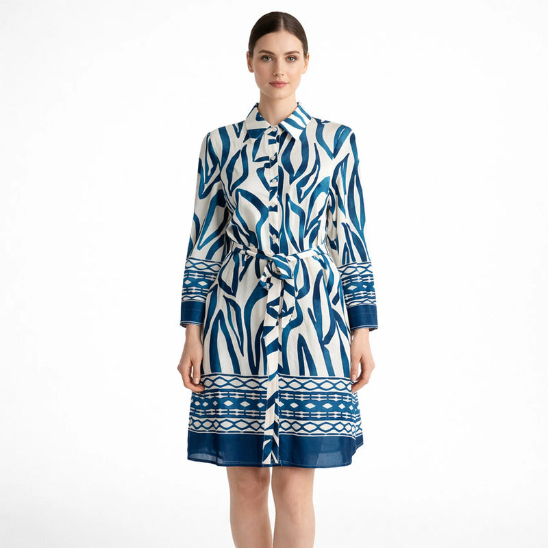 Vestido Ligero Cómodo Para Mujer Mod.6966 Marca Aspik® Multicolor Geométrico M