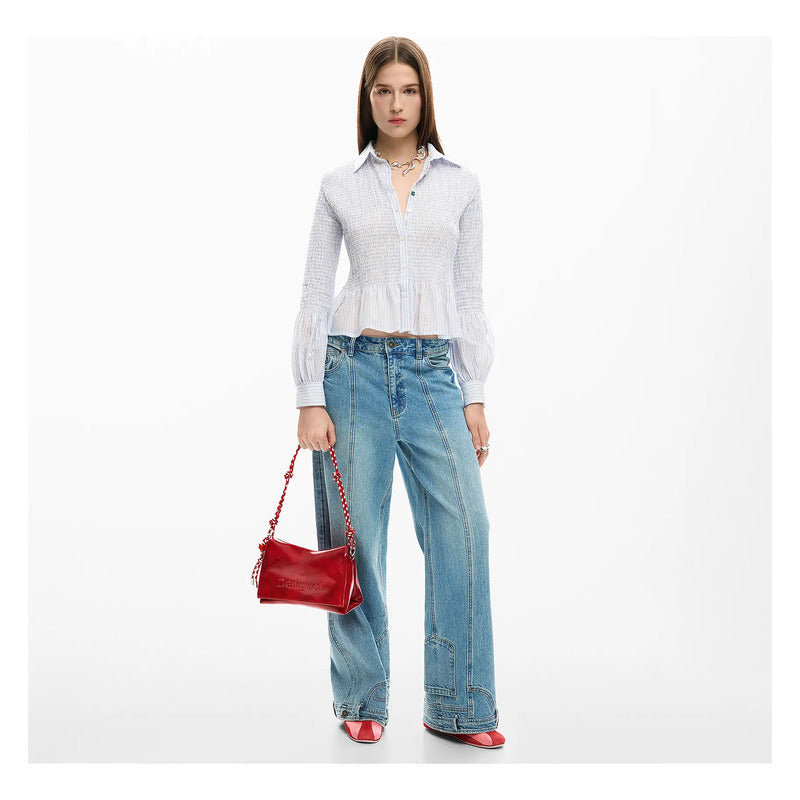 Bolso Mediano Para Mujer Mod. 26saxpaa/3000 Marca Desigual® Rojo Lisa Níquel Multicolor