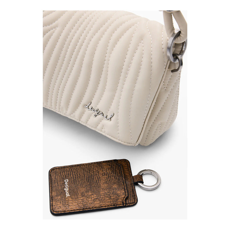 Bolso De Mujer Mediano Con Relieves 26saxpbb/1008 Desigual® Beige Relieves Níquel