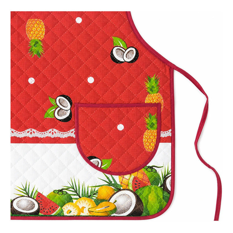 Mandil Delantal Ajustable Multiusos Repelente 65x50cm Rojo Frutos
