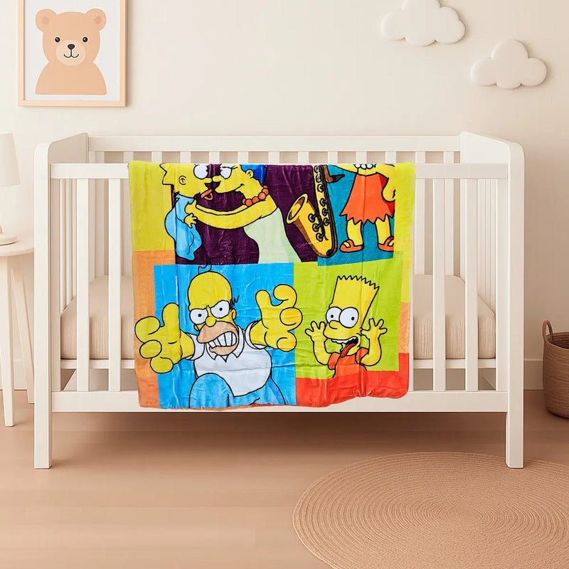 Cobertor Edredón Cunero Para Bebé 1.10mx1.40m Providencia® Diseño De La Tela Los Simpsons Multicolor