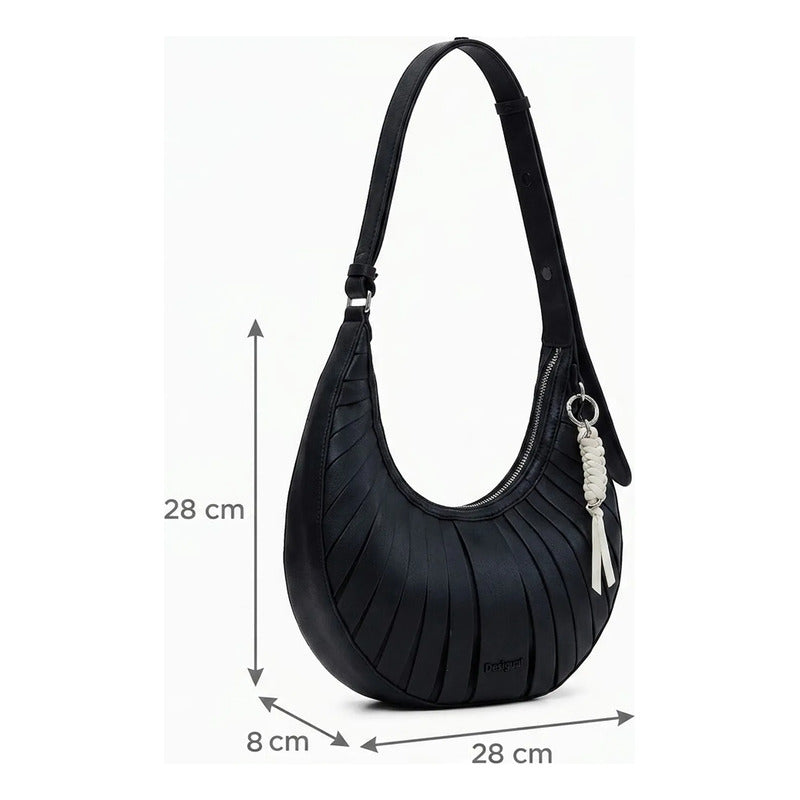 Bolso Asimétrico Mediano Para Mujer 25saxp05/2000 Desigual® Negro Rayas Níquel