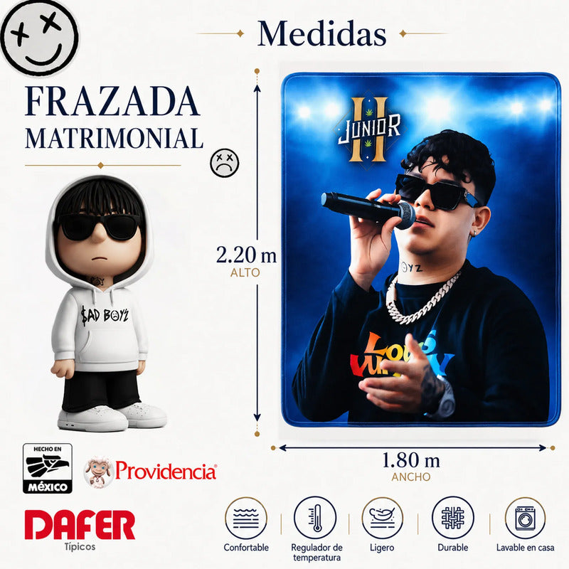 Cobertor Serenity Matrimonial Diseños Artistas Providencia® Sad Boys-junior H 900 G Multicolor
