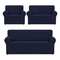 Cubre Sala Set 3 Piezas Estirable Ajuste Perfecto Blank &co® Azul Oscuro Geométrico