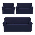 Cubre Sala Set 3 Piezas Estirable Ajuste Perfecto Blank &co® Azul Oscuro Geométrico