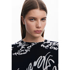 Suéter Ligero Para Mujer 25swjf04/2000 Marca Desigual® Negro Letras S