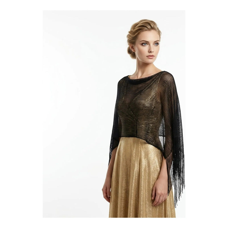 Chalina Calada Elegante Para Mujer Con Pedrería Negro Calado Unitalla