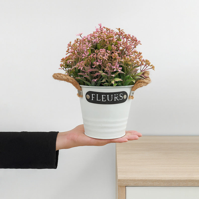 Maceta Decorativa Vintage Con Flores Artificiales Adorno