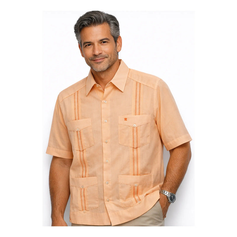 Guayabera Para Caballero Mod.mo012152 Marca Monsieur® Melon Ch