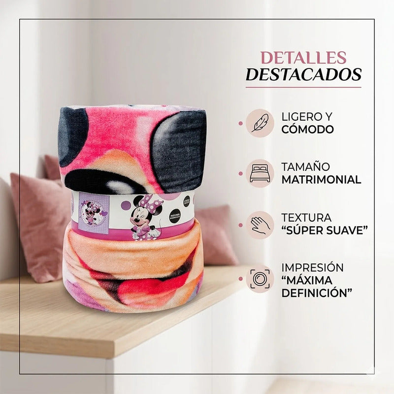 Cobertor Ligero Super Suave Matrimonial Diseños Providencia® Minnie Gafas 850 G Multicolor