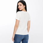 Blusa Casual Semi Calada Para Mujer Mod. K799 Marca Julys® Ivory Calado G