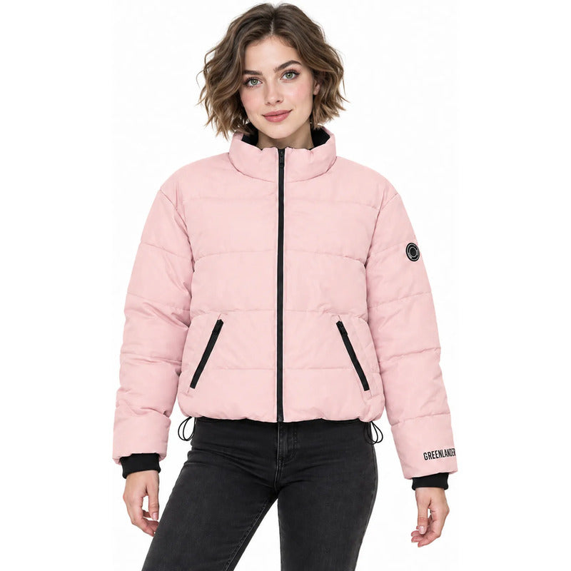 Chamarra Acolchada Para Mujer Mod. Dw90-pol9081 Greenlander® Rosa Ch Capitonado