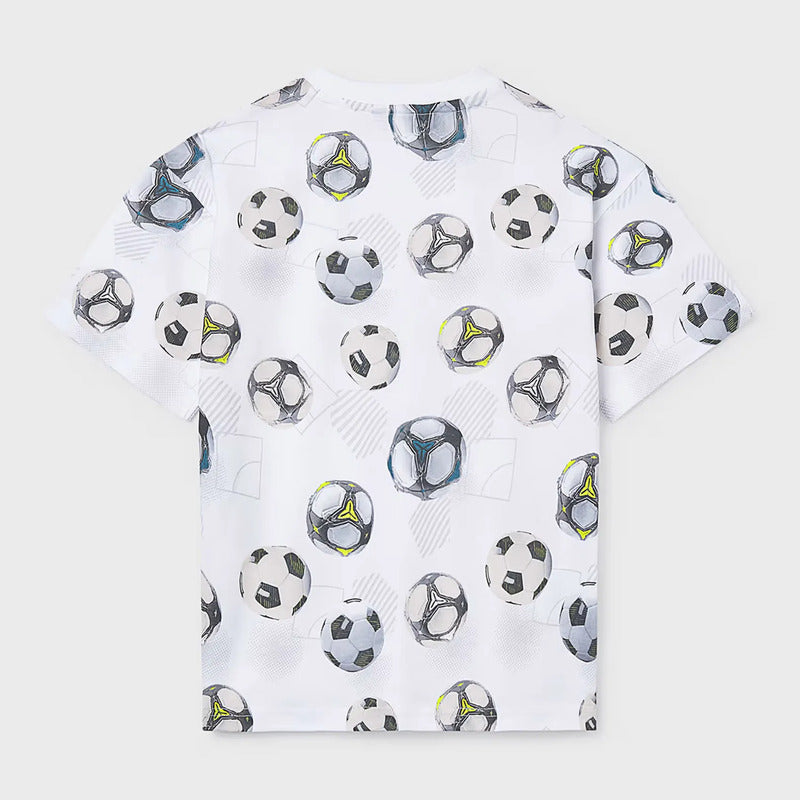 Playera Infantil Y Juvenil 6038 Marca Nukutavake Mayoral® Blanco Pelotas 18 Años Lisa
