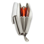 Cartera Elegante Para Mujer Mod. Ji 623 Marca Jaime Ibiza® Plateado Texturizado
