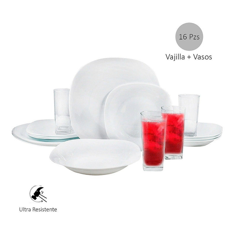 Vajilla Bormioli® Rocco Parma Vidrio Opal 16pz Blanco Portapalillos