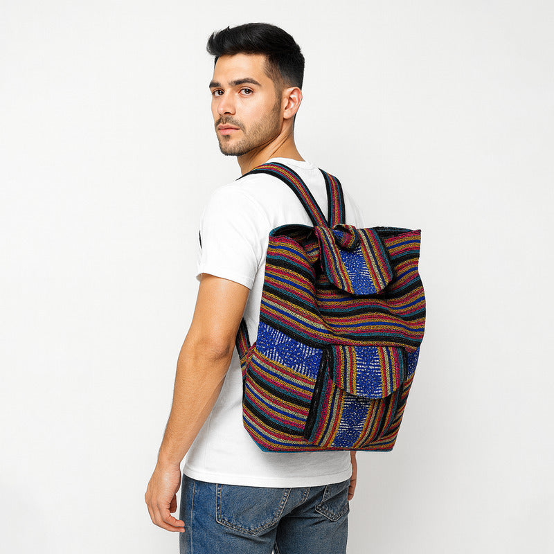 Mochila Artesanal Tejida Tipo Morral Con Bolsillo Frontal 10kg