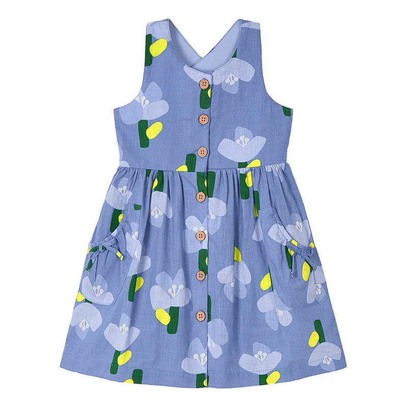 Vestido Cómodo Casual Para Niña Mod.3960 Marca Mayoral® Añil Floreado 6 Años