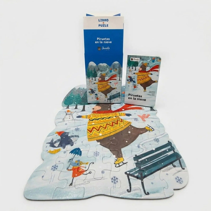 Libro + Rompecabezas Infantil 50pz Piruetas En La Nieve