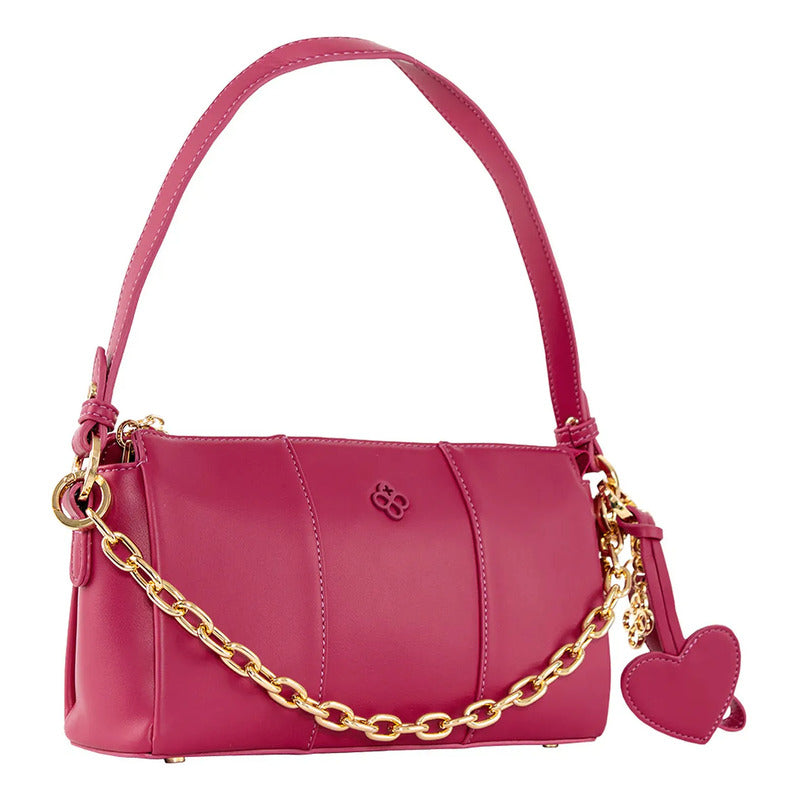 Bolso Crossbody Para Mujer Mod. Ji 2896 Marca Jaime Ibiza® Rosa Chicle Lisa Níquel
