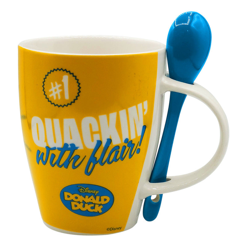 Taza De Porcelana 2pz Con Cuchara Diseño Animado 310ml