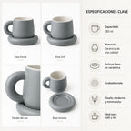 Taza Con Base De Cerámica Mate Mod.1744-84 Top Choice® Azul Acero Liso