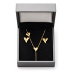 Set Joyería Elegante Para Mujer Collar Y Aretes Corazones Dorado