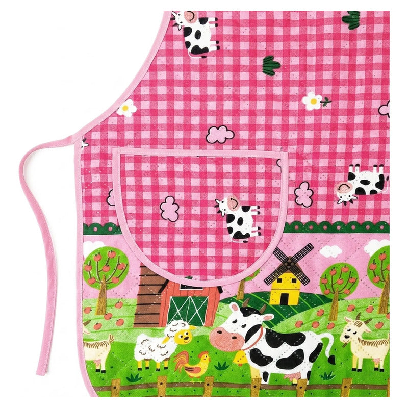Mandil Delantal Ajustable Multiusos Repelente 65x50cm Rosa Granja