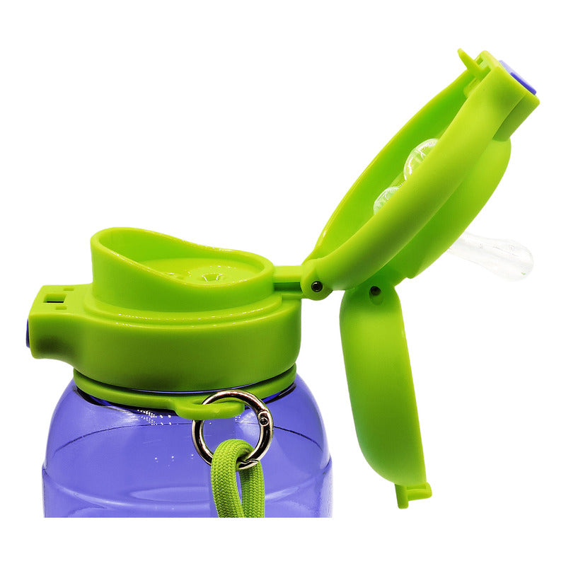 Botella 2 En 1 Tapa De Boquilla Y Popote Con Asa 650ml