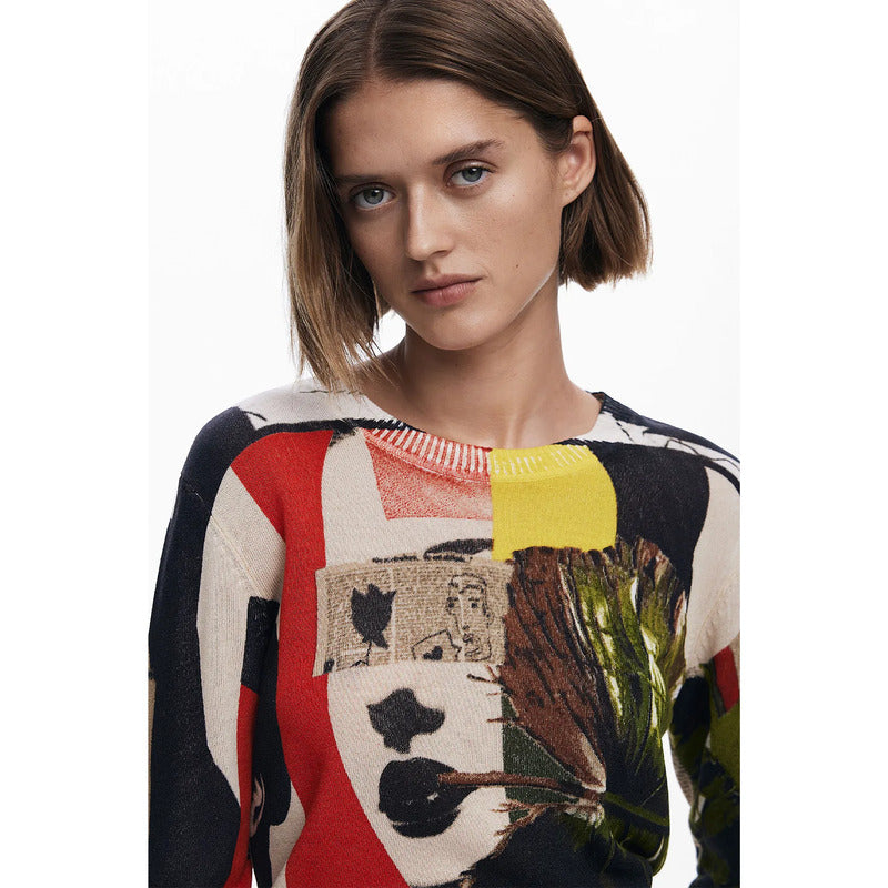Suéter Diseño Christian Lacroix 25swjf27/9019 Desigual® Multicolor Collage S