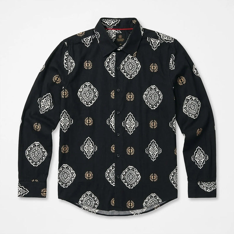Camisa Casual Para Hombre Mod. B45519 Marca Bobois® Multicolor Geométrico M