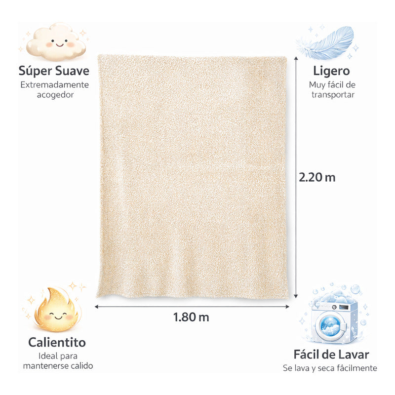 Cobertor Ovejita Ligero Matrimonial 1.80x2.10m Providencia® Multicolor 400 G Nevado Camello