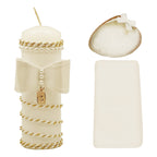 Set Para Bautizo Vela+concha+toalla+caja De Madera