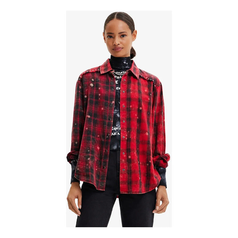 Camisa Casual Para Mujer 22wwcw10/3092 Marca Desigual® Multicolor Geométrico M
