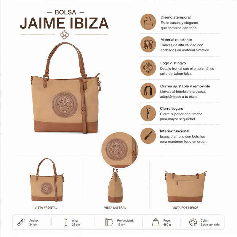 Bolso Satchel Para Dama Mod.ji 2931 Marca Jaime Ibiza® Carmelo Panal Chocolate