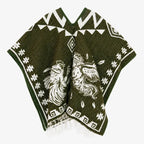 Jorongo Gaban Artesanal Mexicano Colores Gallos Verde Musgo Gallos Xg