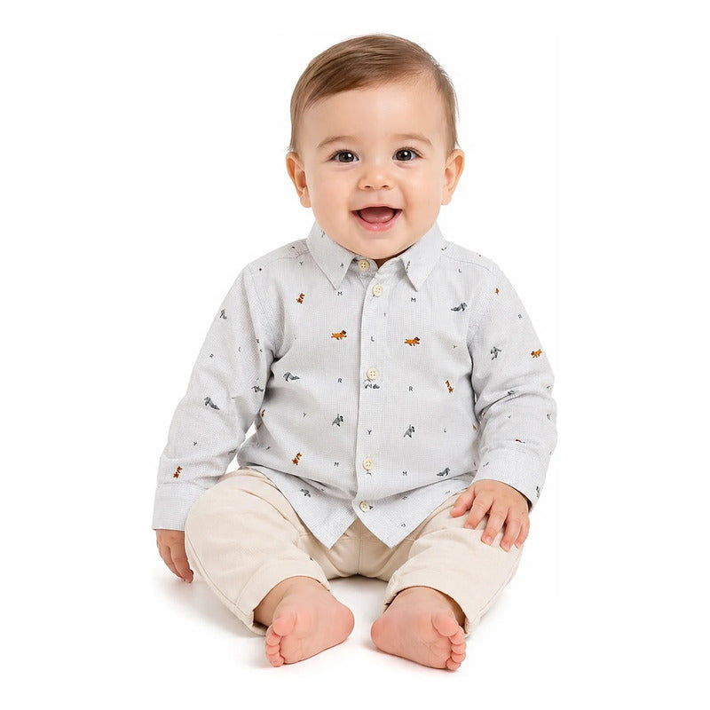 Camisa Casual Para Bebé Mod.2163 Marca Mayoral® Vapor Perritos 9 Meses