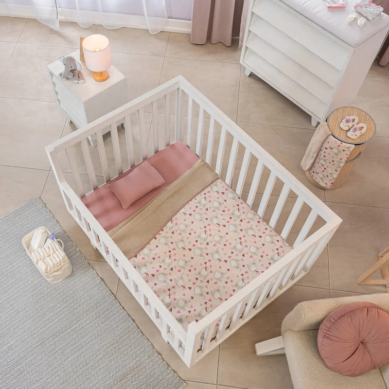Cobertor Baby Siberia Cuna Sweet Vianney Floreado Rosa Claro