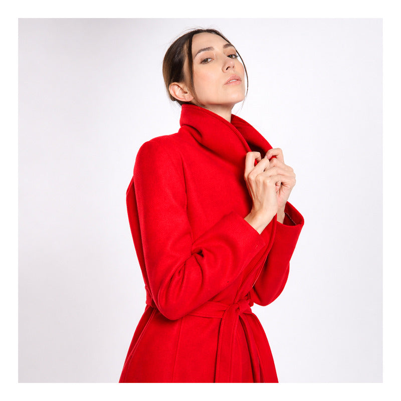 Abrigo Aterciopelado Con Cinturón Para Dama Marca Vanity®