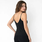 Blusa Casual Con Encaje Para Mujer Mod.4420 Marca Exotica® Negro Lisa Ch