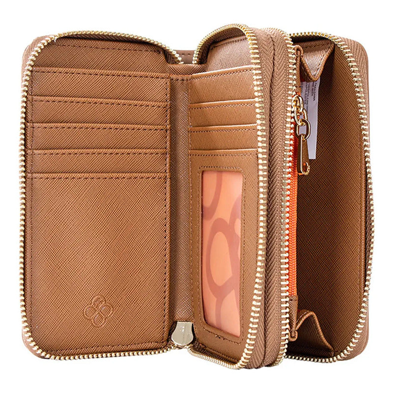 Cartera Chica Con Doble Cierre Mod. Ji 621 Jaime Ibiza® Caramelo Liso