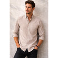Camisa Semiformal Para Hombre Mod.b61203 Marca Bobois® Kaky Cuadros 2xg