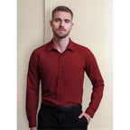 Camisa De Hombre Formal Mod. Cccn1273 Marca Lob® Bordó Liso Ch