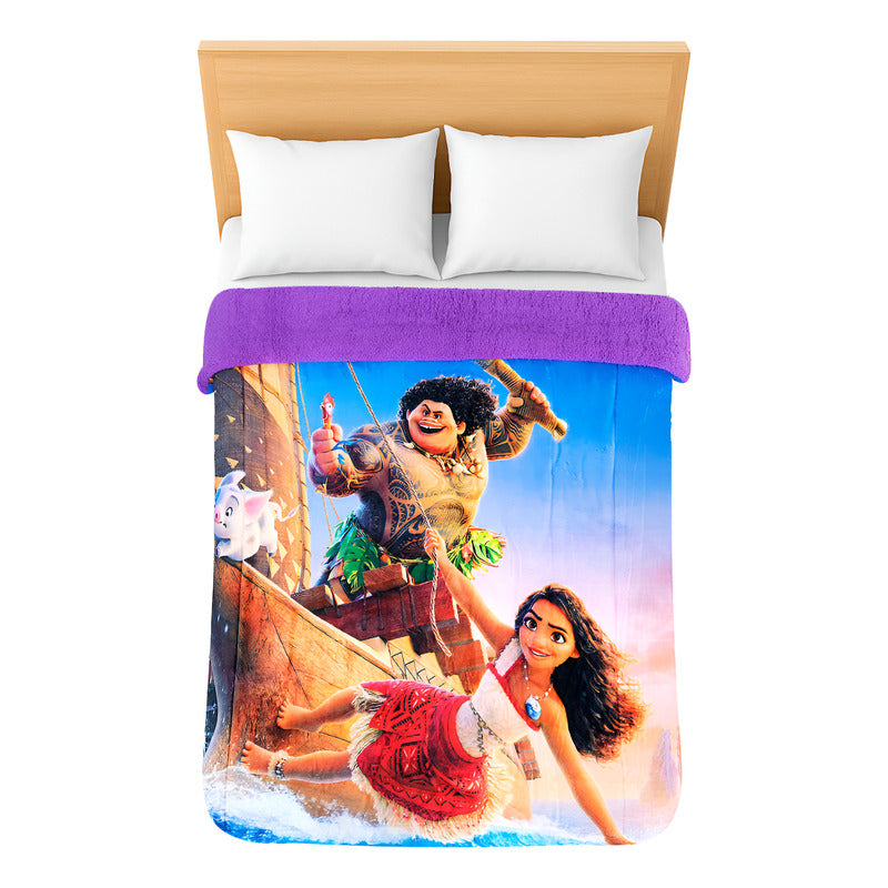 Cobertor Borrega Matrimonial 1.80x2.2m Infantil Providencia® Color Multicolor Diseño De La Tela Moana 2 Kg