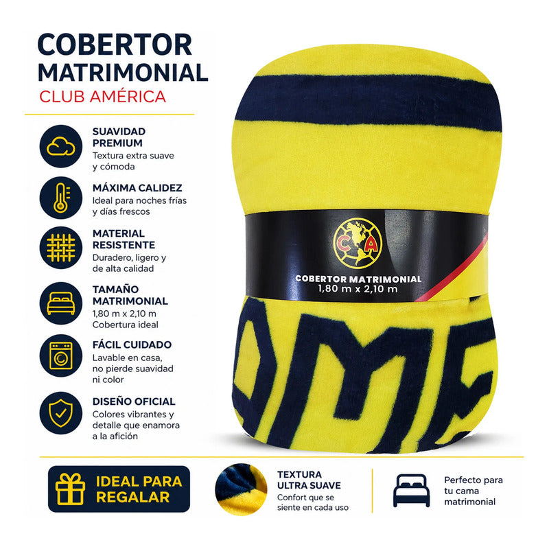 Frazada Ligera Super Suave Matrimonial Futbol Providencia® Equipo 500 G America